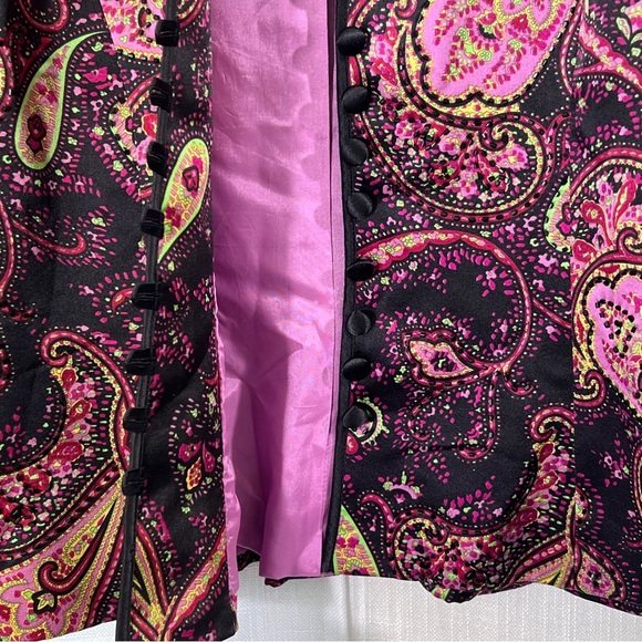 JS Collections Silk Paisley Beaded Jacket Button Front Blazer Coat Size 10 - Picture 6 of 16
